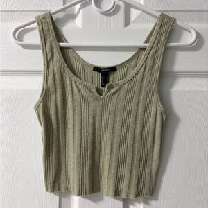 Forever 21 Sage Green Ribbed Crop Tank (Size M)